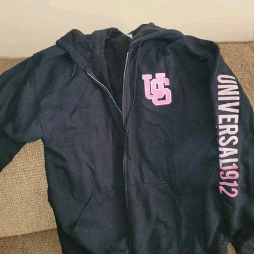 Black Hoodie with Pink Lettering